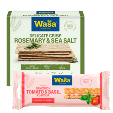 Wasa sandwich pak
pak van 3 pakjes à 93-120 gram
of delicate crackers
pakje à 190 gram